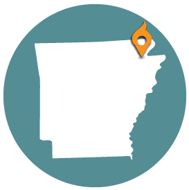 Small map with pin depicting Jonesboro, AR