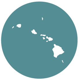 Small map with pin depicting Hawaii, HI