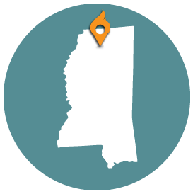 Small map with pin depicting Oxford, MS
